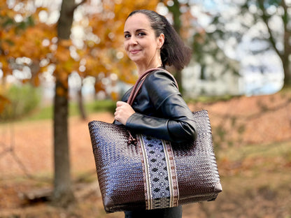 Handcrafted bamboo bag · Premium quality · LARGE [Black]