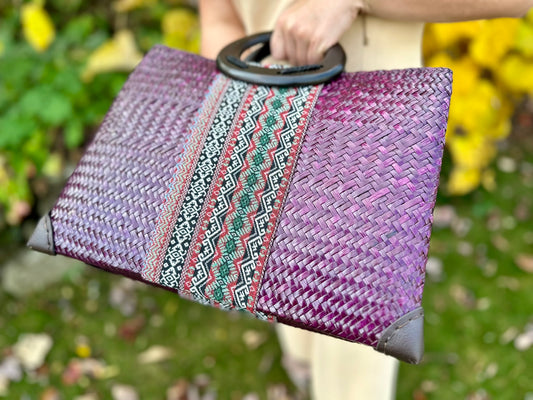 Handcrafted bamboo bag · Premium quality · MEDIUM [Purple]