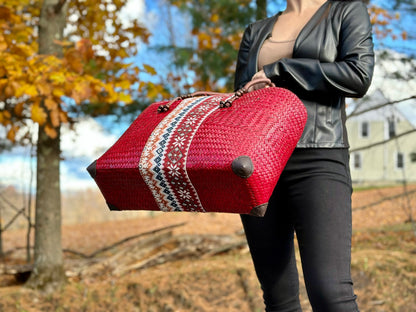 Handcrafted bamboo bag · Premium quality · LARGE [Red]