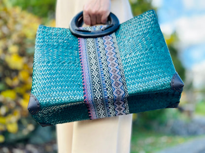 Handcrafted bamboo bag · Premium quality · MEDIUM [Turquoise]