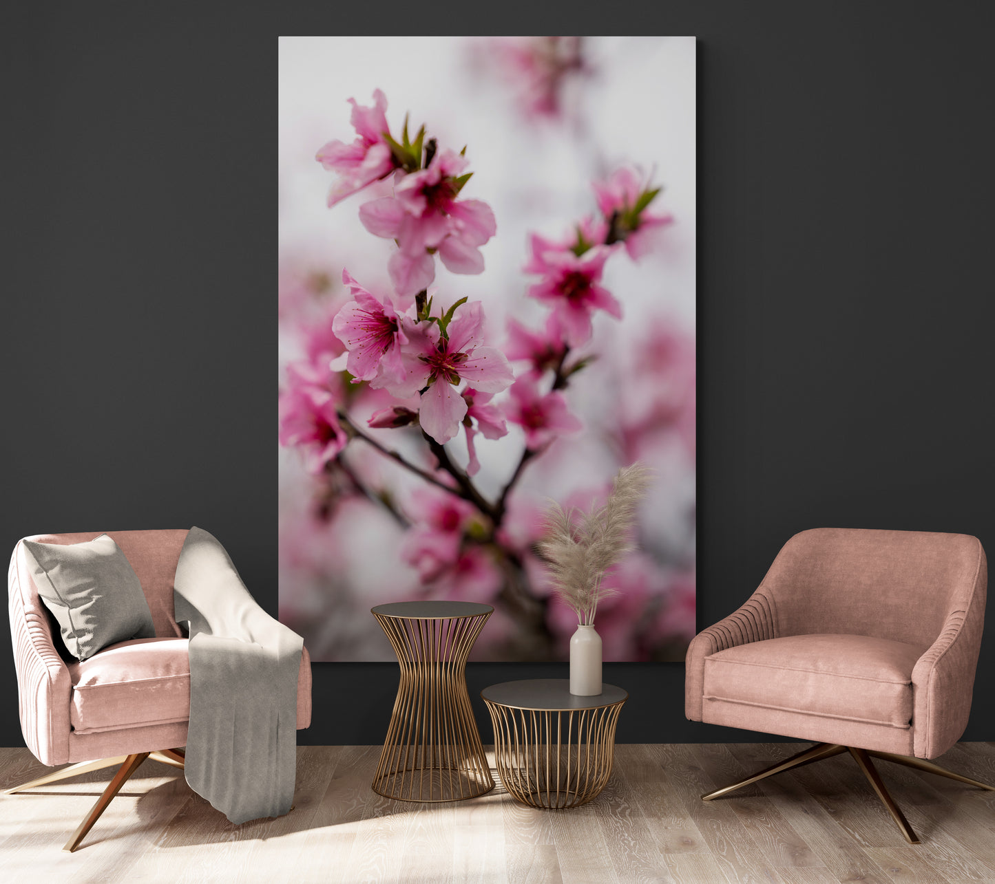 Vertical printed canvas · High quality · Japanese flowers · Wall art