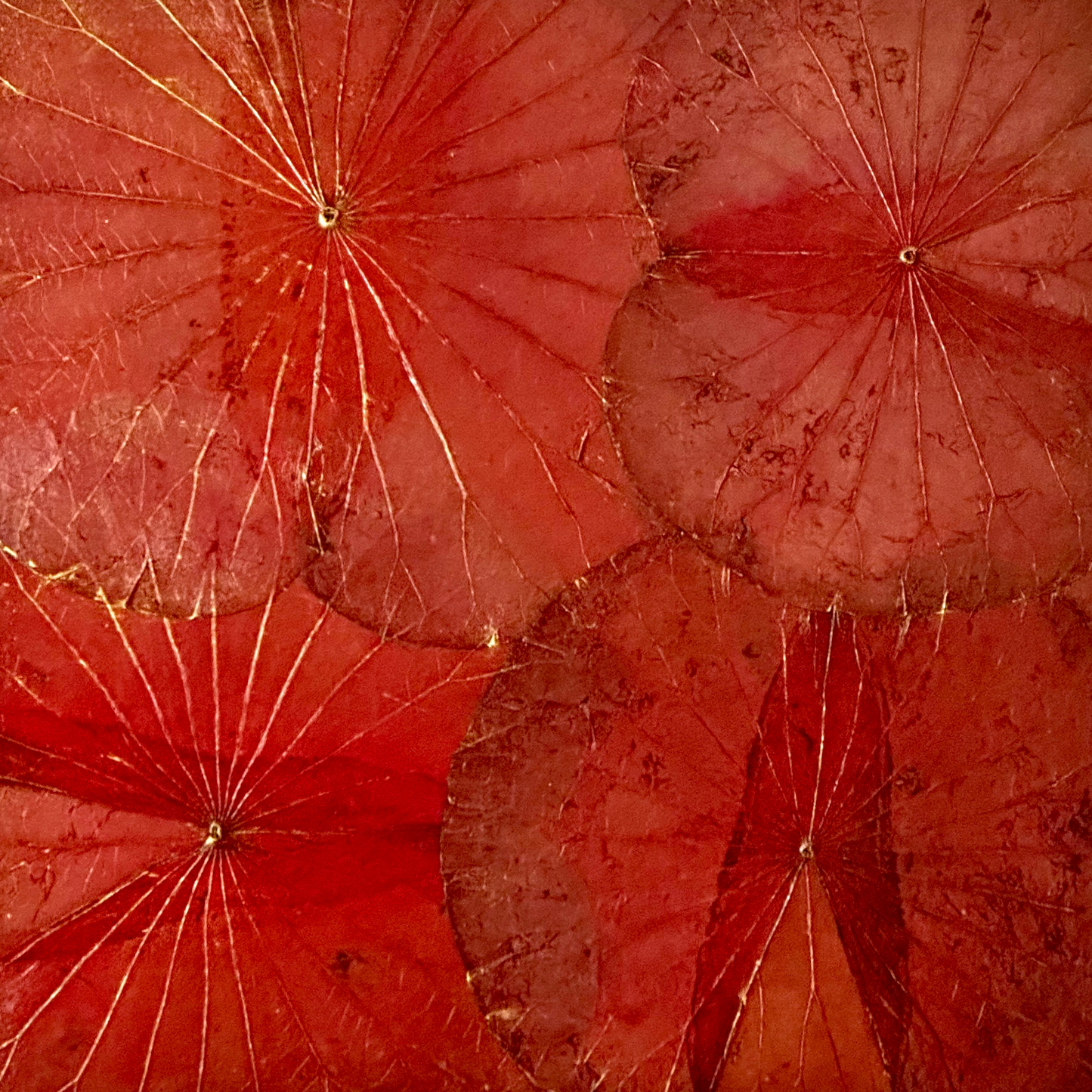 Lotus painting · Sathorn Red · Wall Art [Red - 23,6 x 23,6 inches]