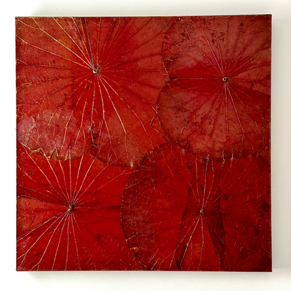 Tableau de Lotus · Sathorn Red · Art mural [Rouge - 23,6 x 23,6 pouces]