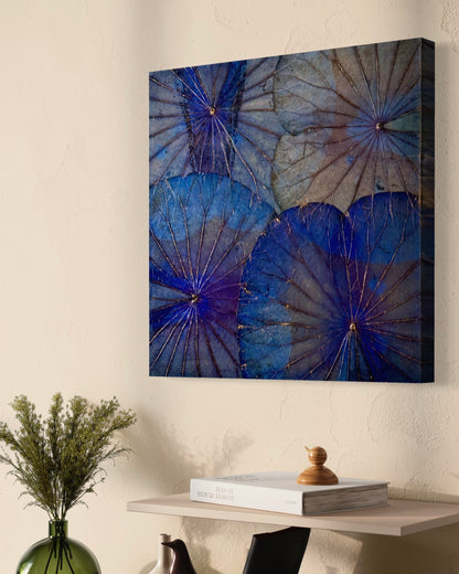 Lotus painting · Ocean Blue · Wall Art [Blue - 23,6 x 23,6 inches]