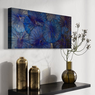 Lotus painting · Ocean Blue · Wall Art [Blue - 15,7 x 35,4 inches ...