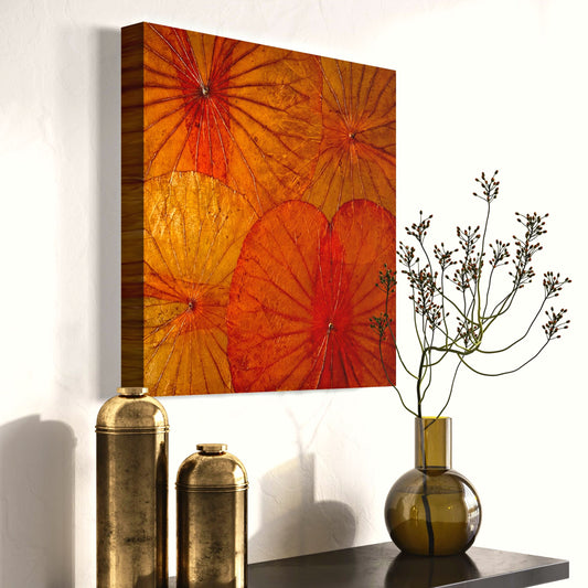 Tableau de Lotus · Rayong Orange · Art mural [Orange - 23,6 x 23,6 pouces]