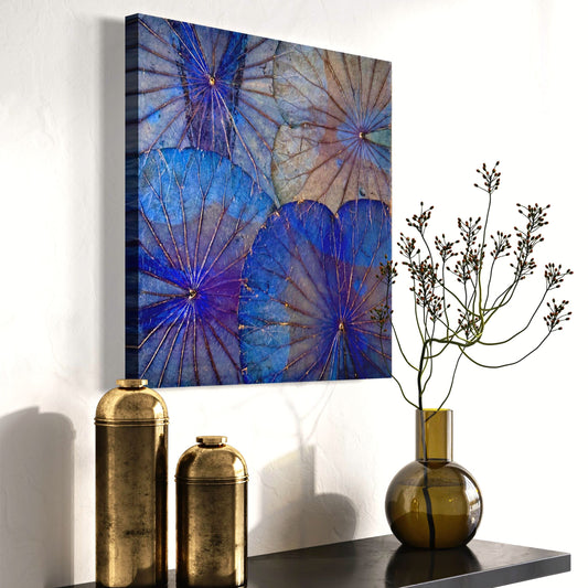 Tableau de Lotus · Ocean Blue · Art mural [Bleu - 23,6 x 23,6 pouces]