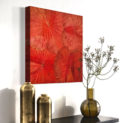 Tableau de Lotus · Sathorn Red · Art mural [Rouge - 23,6 x 23,6 pouces]