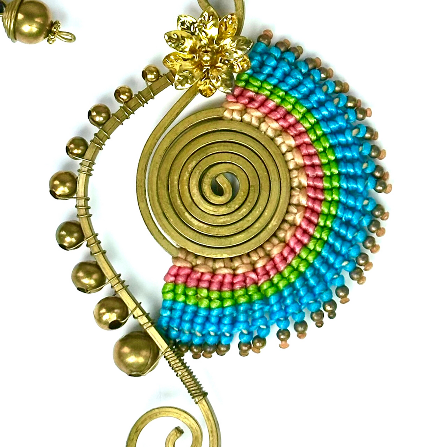 Original and colorful necklace - Cotton and brass