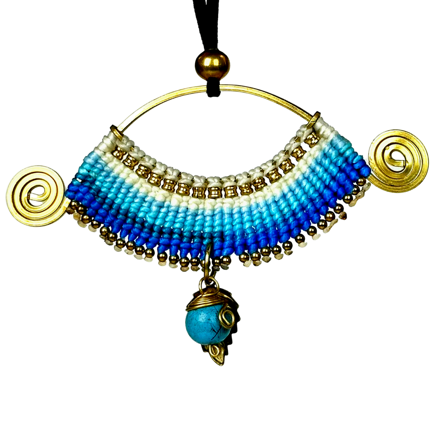 Original and colorful necklace - Cotton and brass