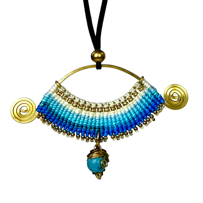 Original and colorful necklace - Cotton and brass