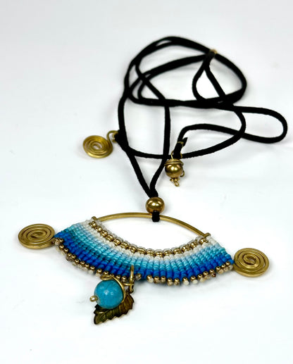 Original and colorful necklace - Cotton and brass