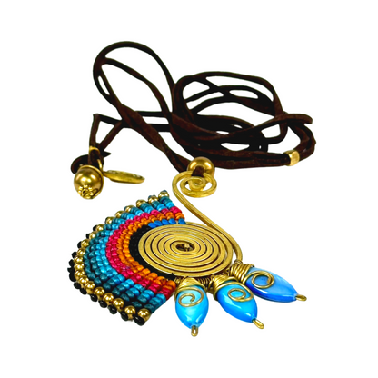 Original and colorful necklace - Cotton and brass