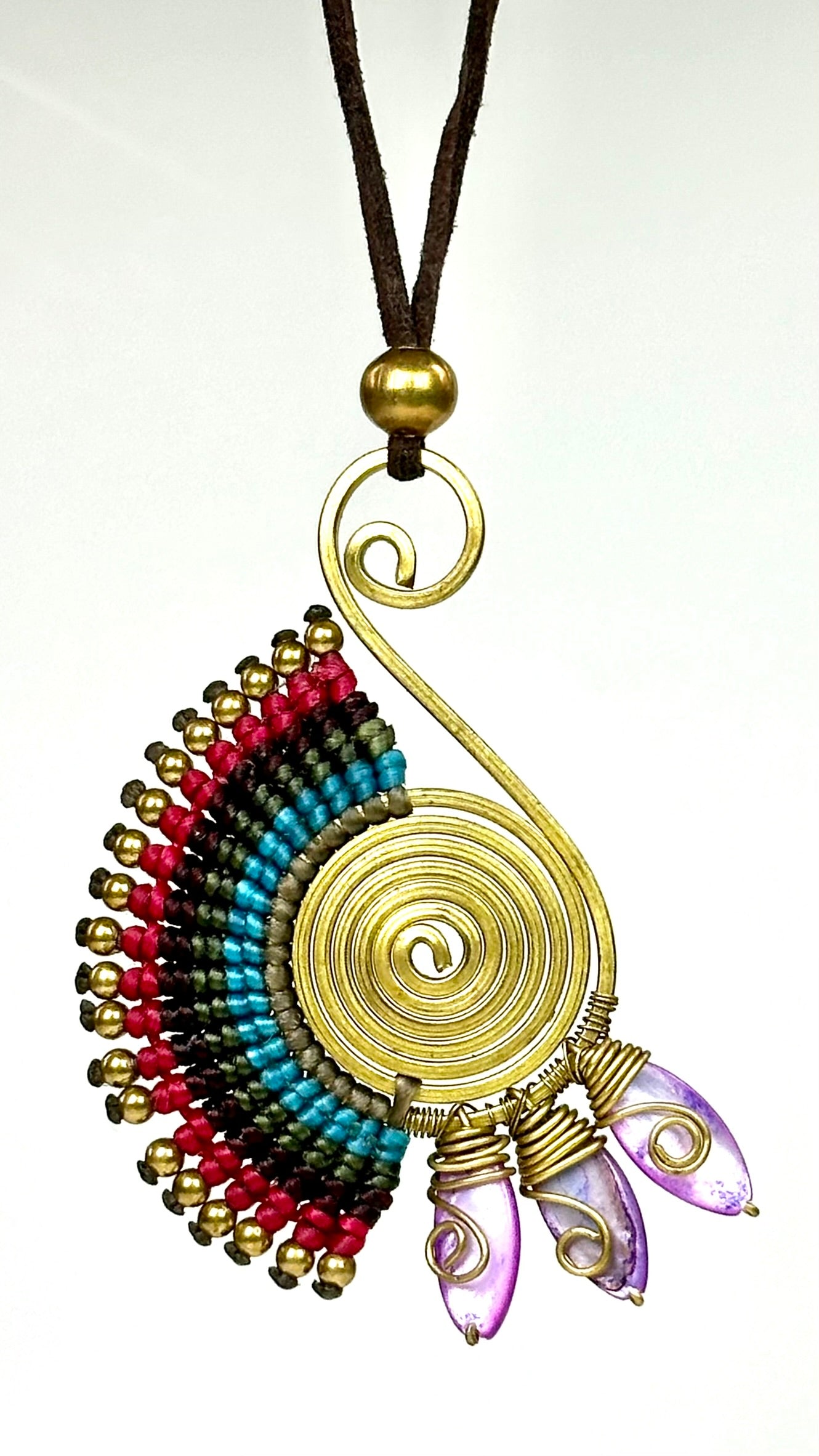 Original and colorful necklace - Cotton and brass