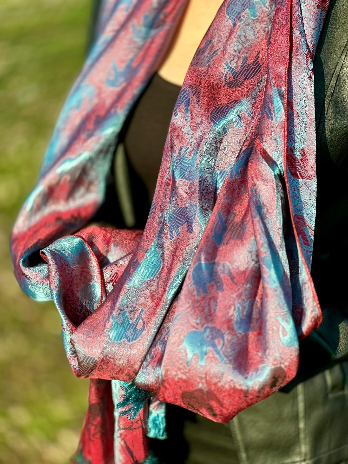 Traditional Thai Scarf · Magical Blue Red [Blue and red]