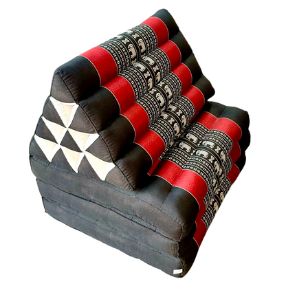 Coussin triangulaire thaï en Kapok · The Red One [Rouge & noir]