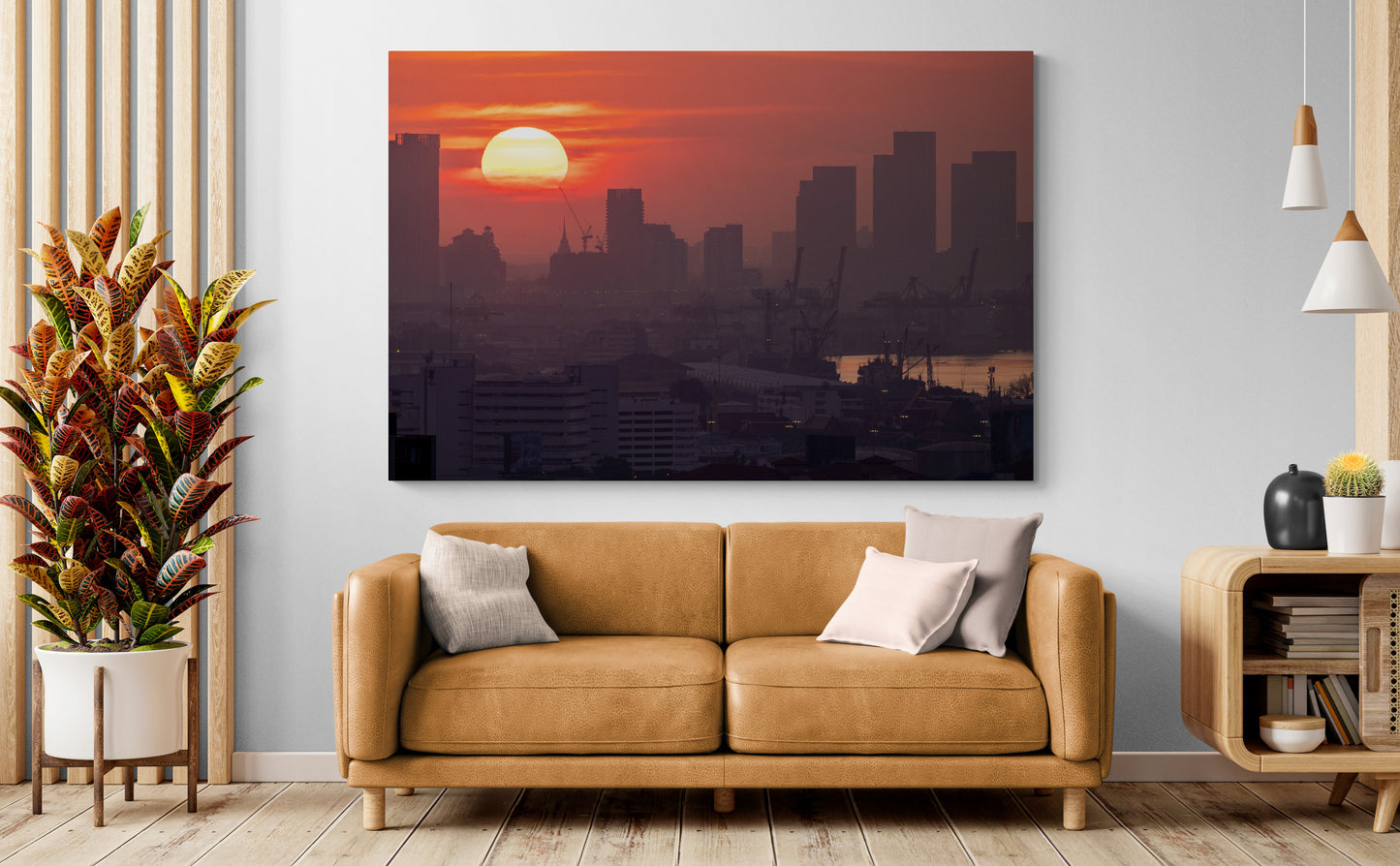 Printed canvas · High quality · Fog over Bangkok · Wall art