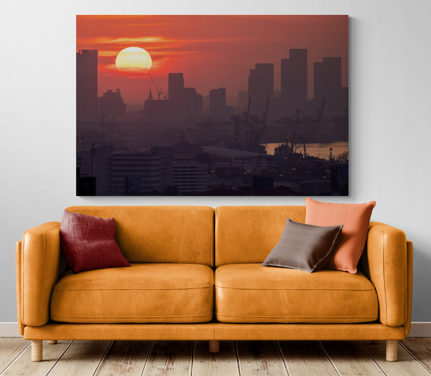 Printed canvas · High quality · Fog over Bangkok · Wall art