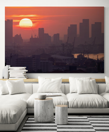 Printed canvas · High quality · Fog over Bangkok · Wall art