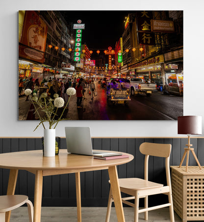 Printed canvas · High quality · Bangkok at night · Wall art