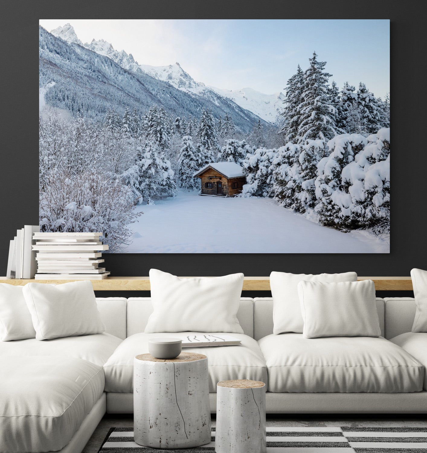 Printed canvas · High quality · Chalet in the snow · Wall art