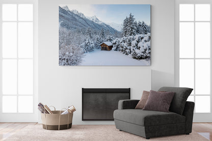 Printed canvas · High quality · Chalet in the snow · Wall art