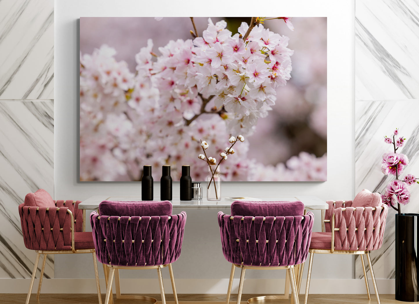 Printed canvas · High quality · Pink Japanese cherry tree · Wall art