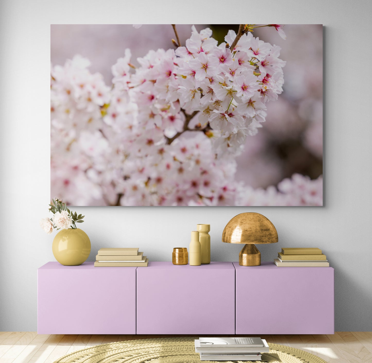 Printed canvas · High quality · Pink Japanese cherry tree · Wall art