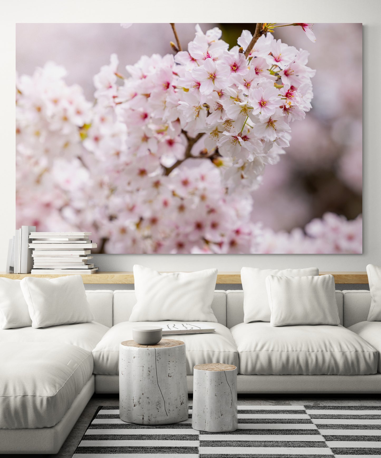 Printed canvas · High quality · Pink Japanese cherry tree · Wall art