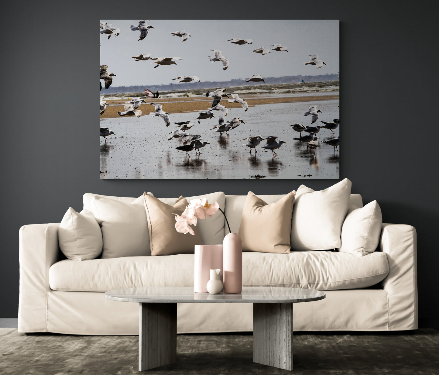 Printed canvas · High quality · Flying seagulls on the square · Wall art