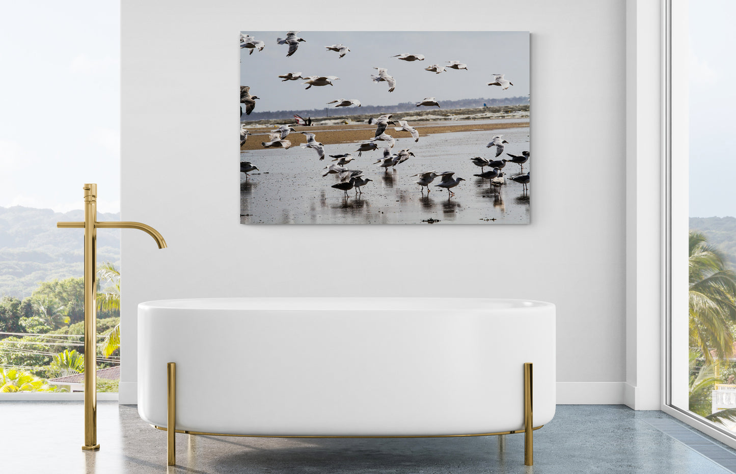 Printed canvas · High quality · Flying seagulls on the square · Wall art