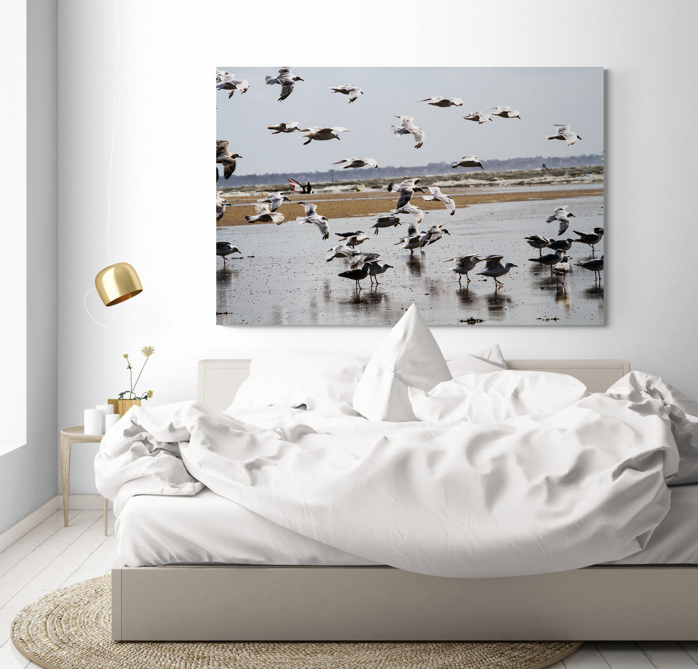 Printed canvas · High quality · Flying seagulls on the square · Wall art