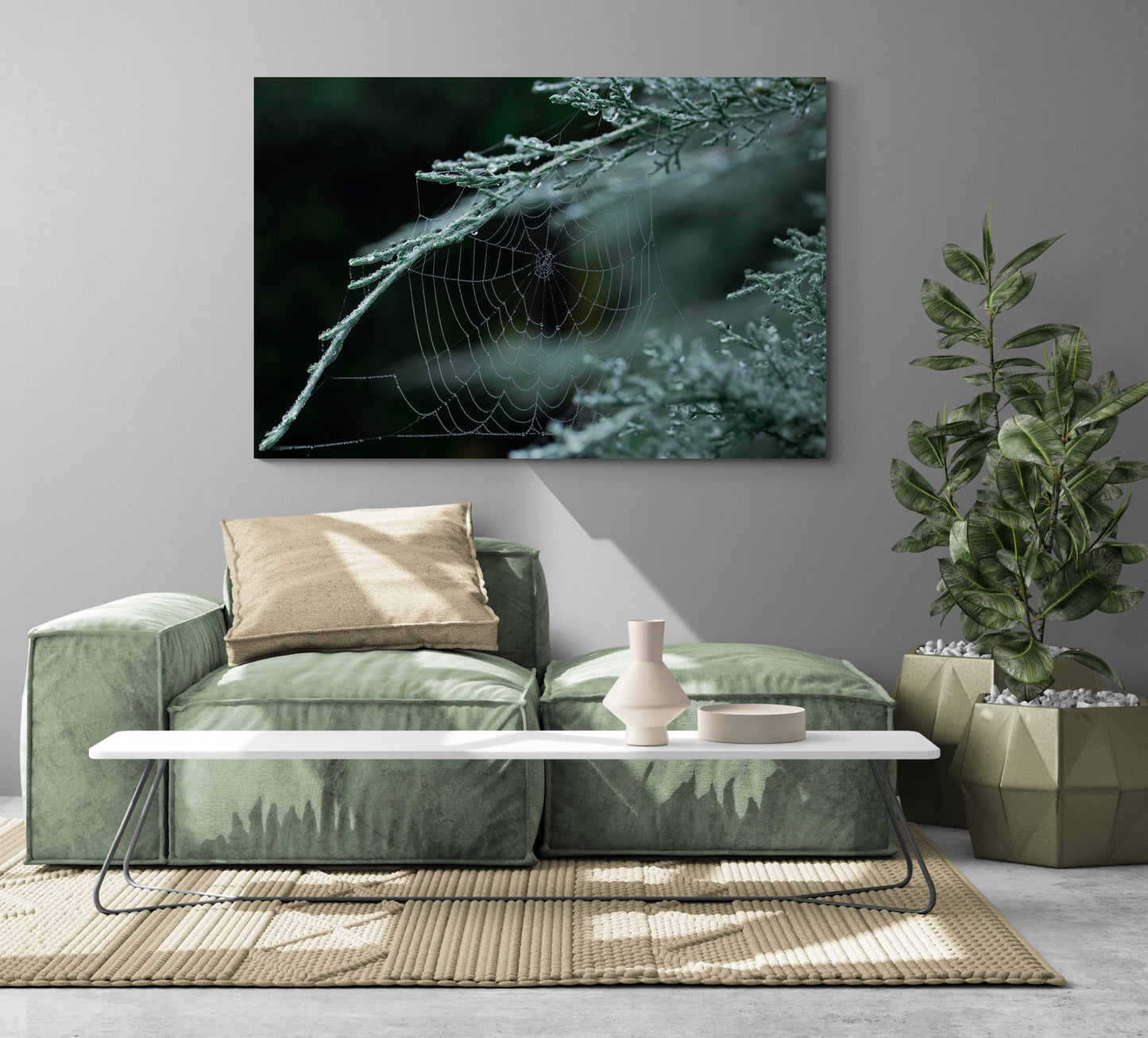 Printed canvas · High quality · Spider web · Forest · Wall art