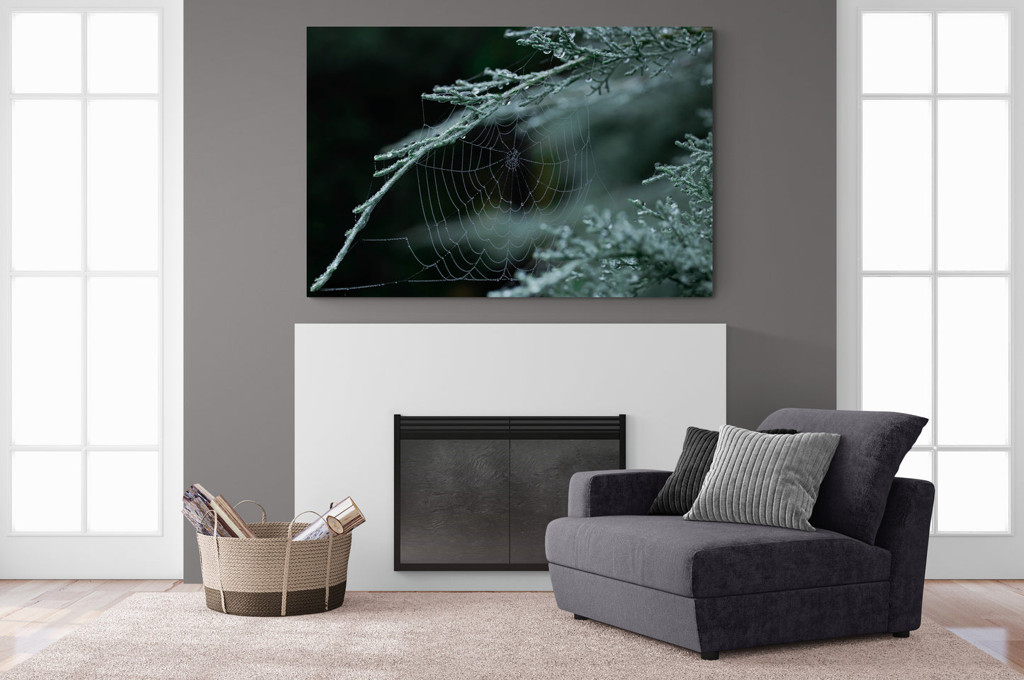 Printed canvas · High quality · Spider web · Forest · Wall art