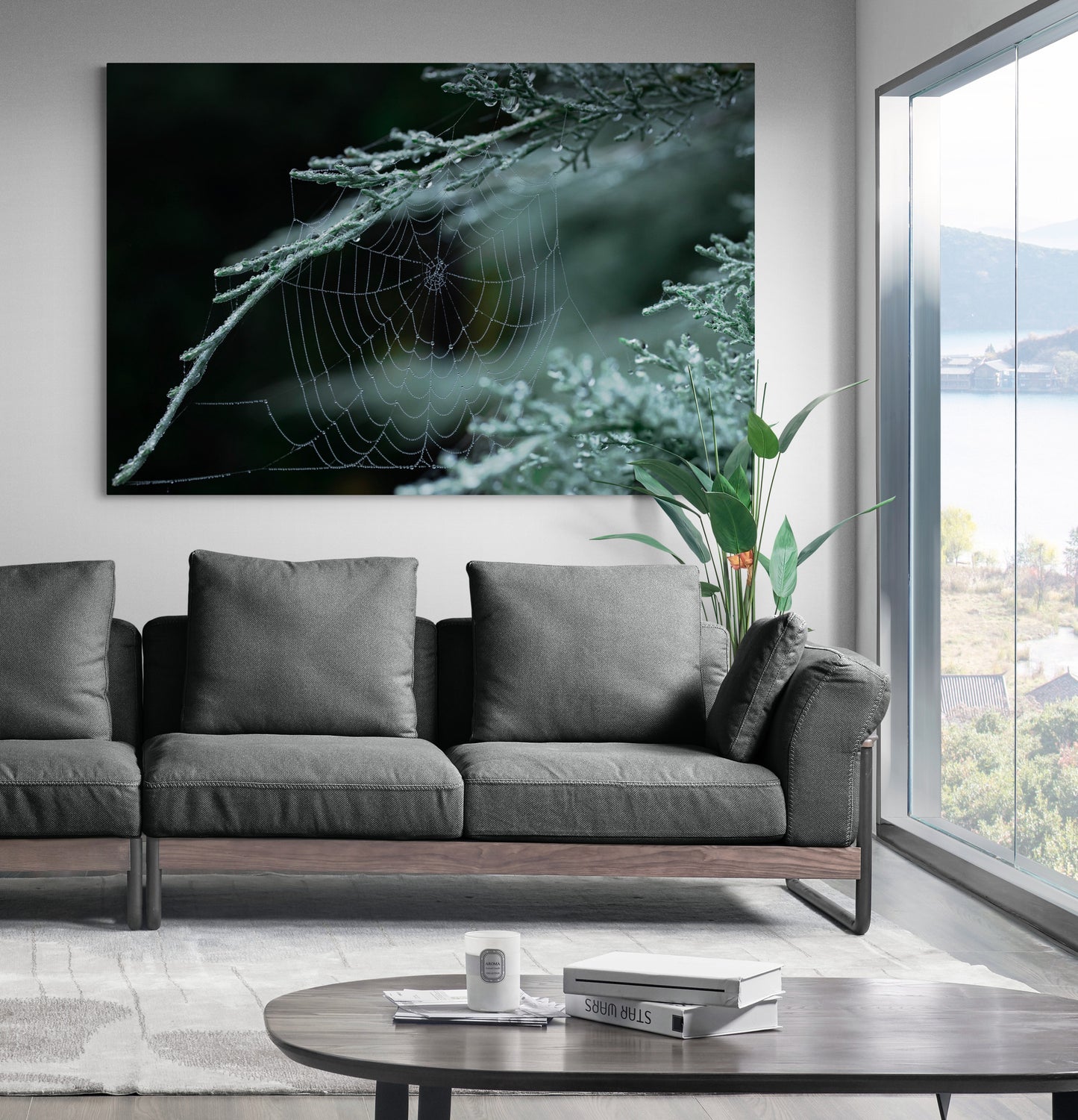 Printed canvas · High quality · Spider web · Forest · Wall art