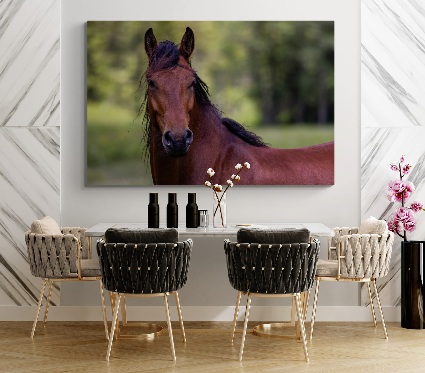 Printed canvas · High quality · Brown horse · Wall art