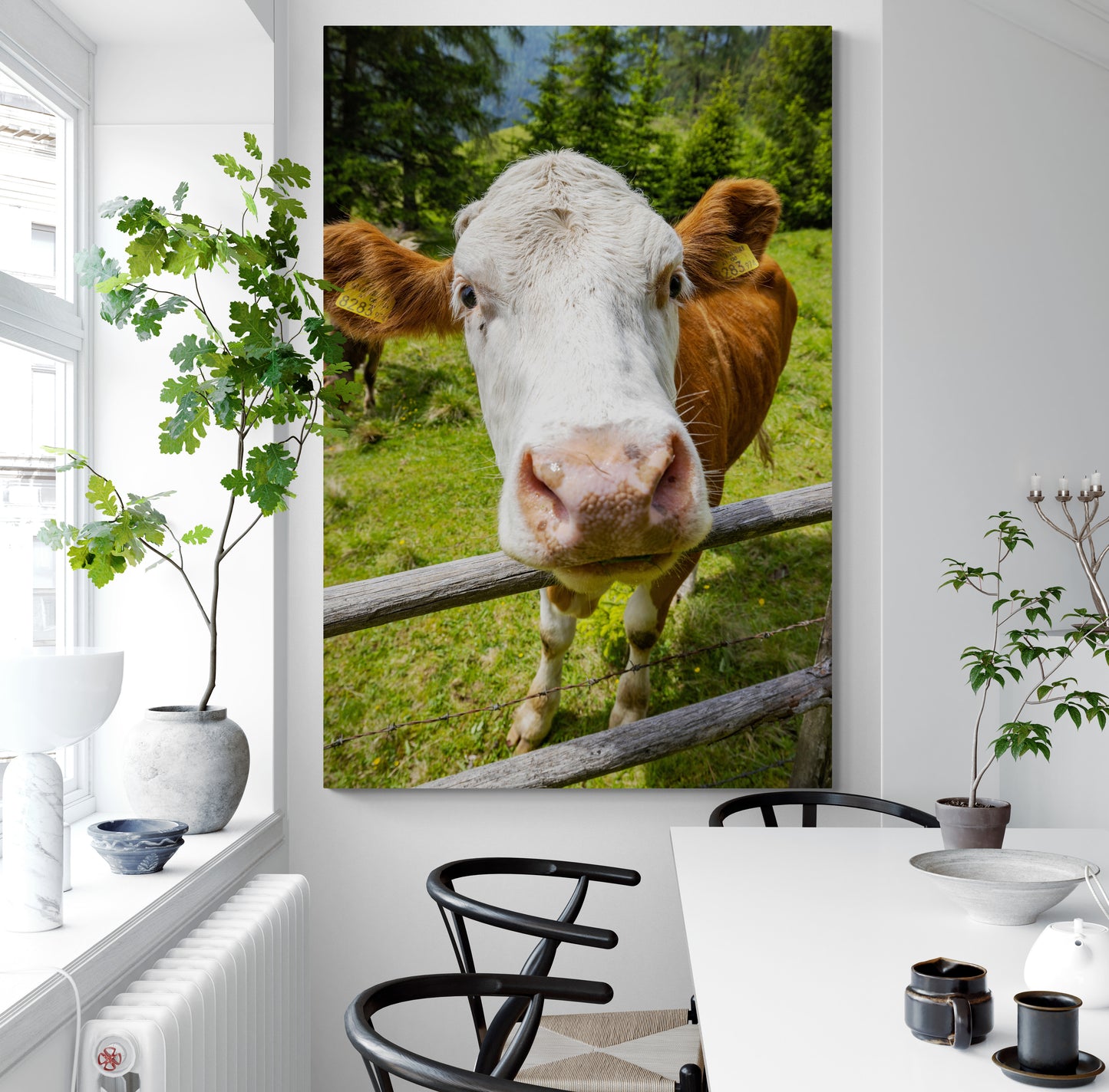 Vertical printed canvas · High quality · Cow · Wall art