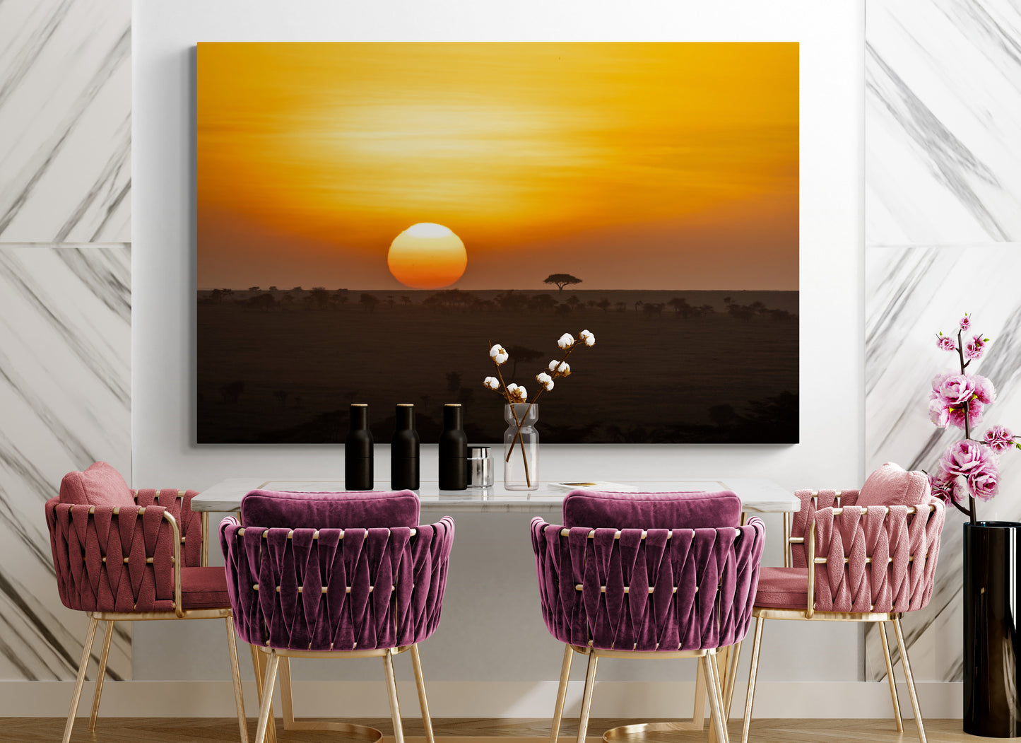 Printed canvas · High quality · Sunset · Savannah · Wall art