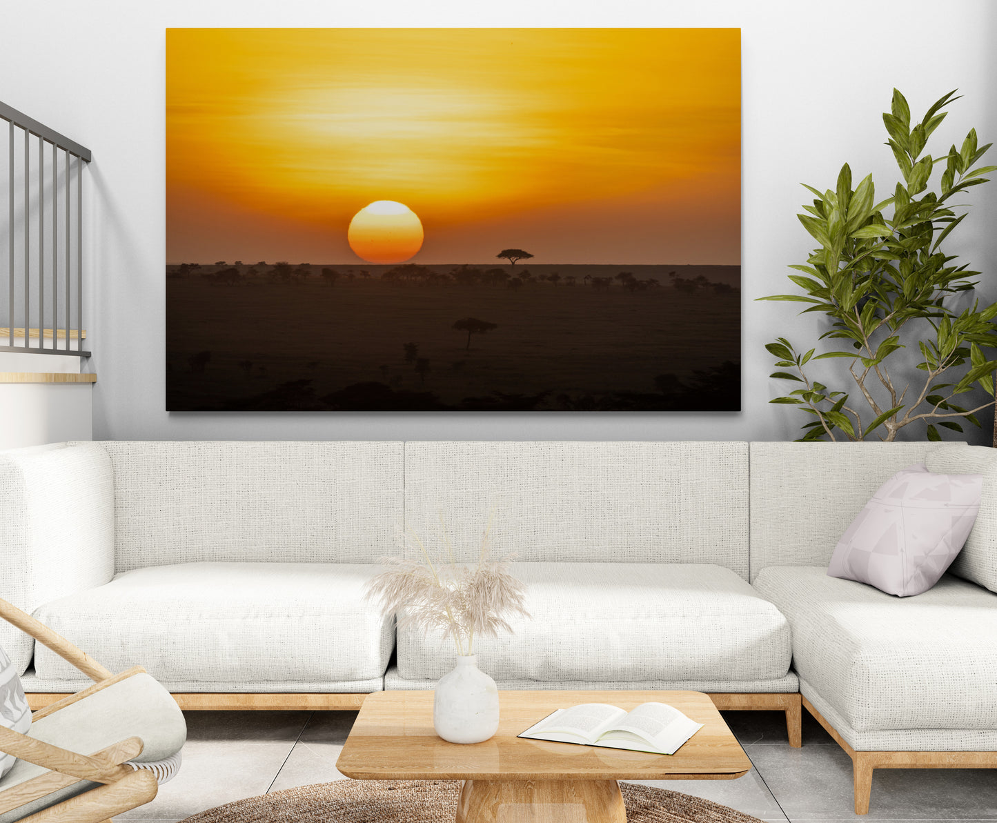 Printed canvas · High quality · Sunset · Savannah · Wall art