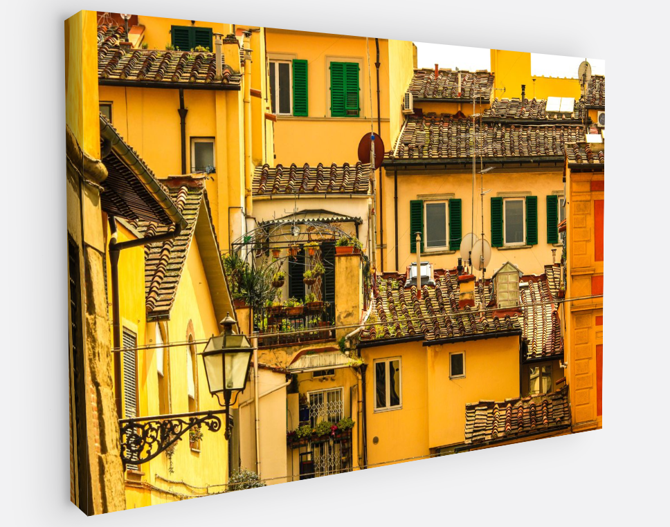 Printed canvas · High quality · Yellow houses · Wall art