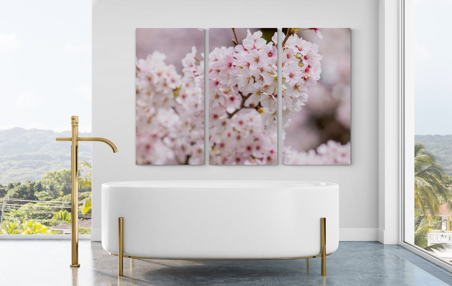 Printed canvas · High quality · Pink Japanese cherry tree · Wall art