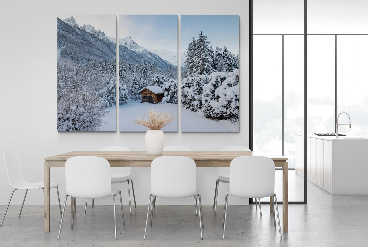 Printed canvas · High quality · Chalet in the snow · Wall art