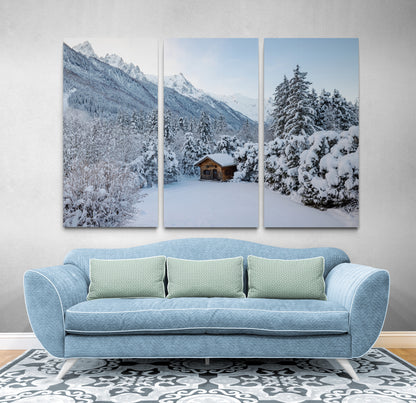 Printed canvas · High quality · Chalet in the snow · Wall art