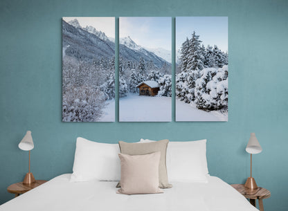 Printed canvas · High quality · Chalet in the snow · Wall art