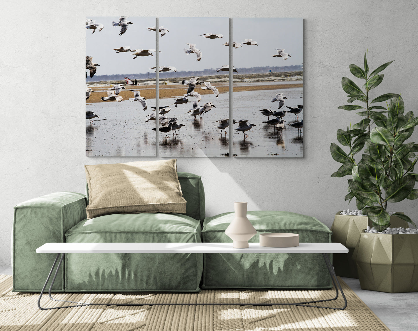 Printed canvas · High quality · Flying seagulls on the square · Wall art