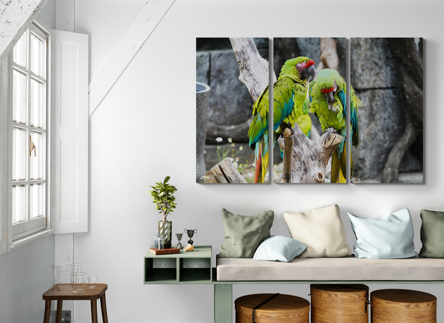 Printed canvas · High quality · Parrots · Wall art