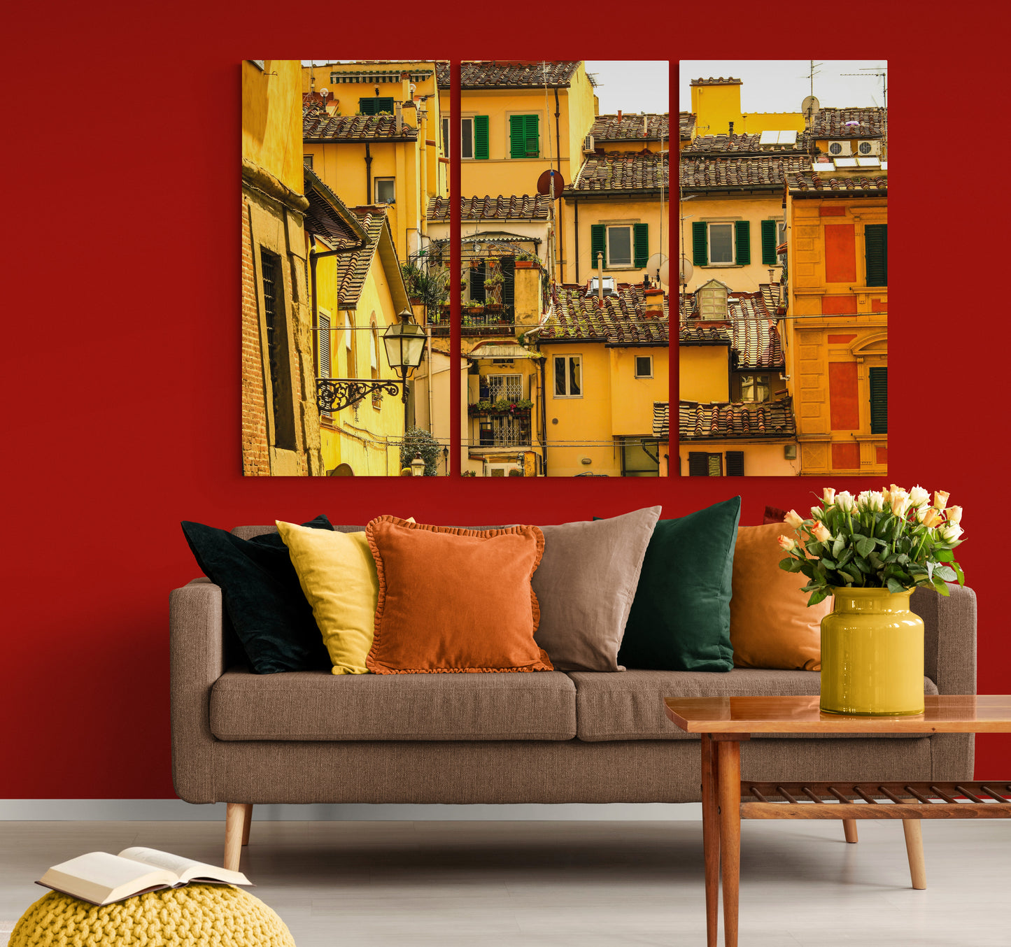 Printed canvas · High quality · Yellow houses · Wall art